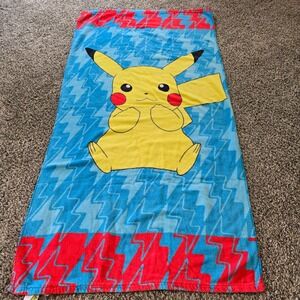 Pokemon Pikachu Beach Towel Kids Adult Blue Red Yellow 100% Cotton 2017 Nintendo